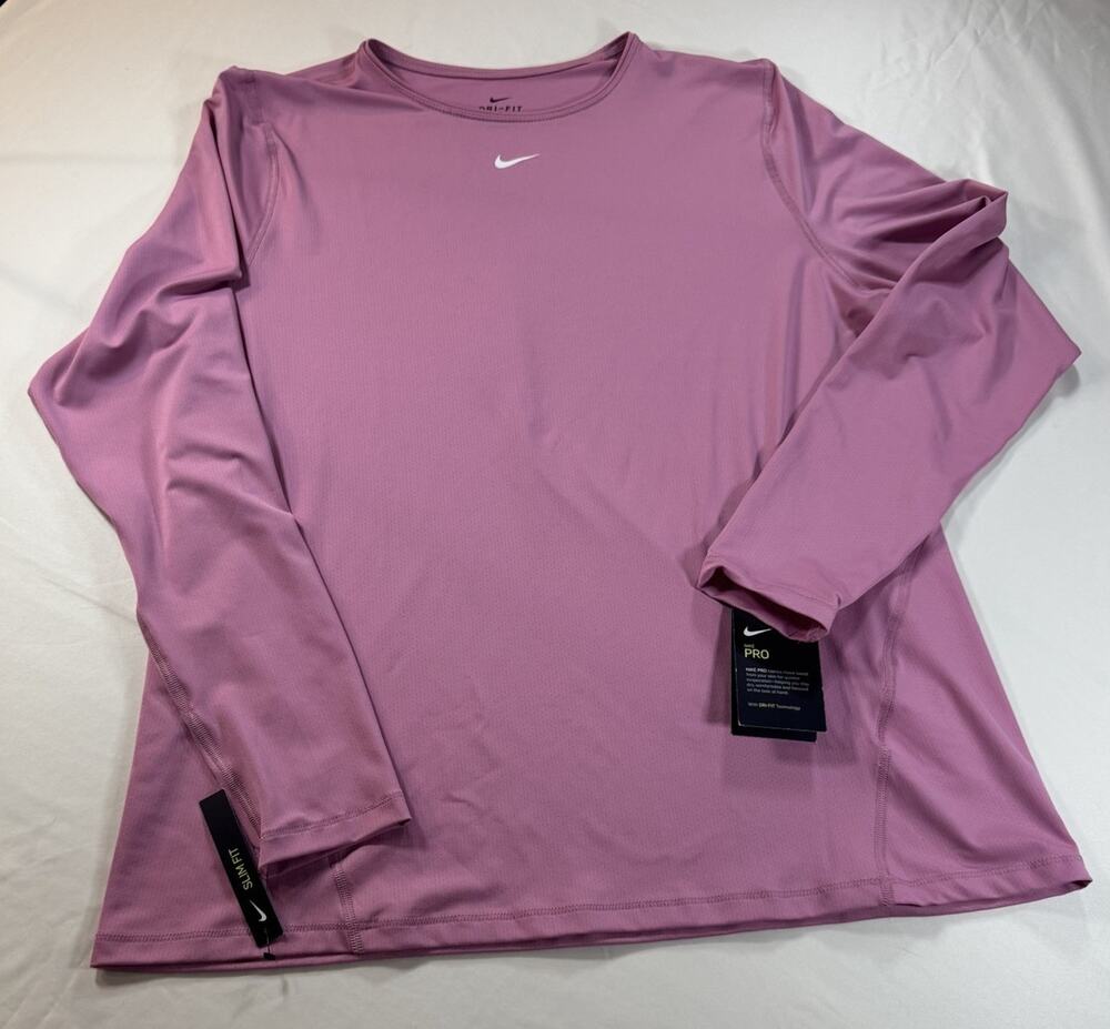 Nike Pro Dri-FIT Women’s Pink Long Sleeve Training Shirt XXL Slim Fit NWT